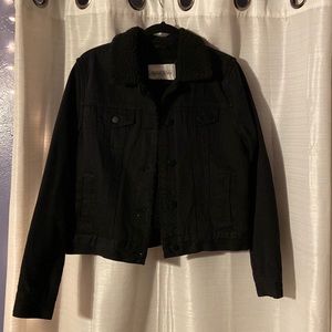 Black fuzzy jean jacket